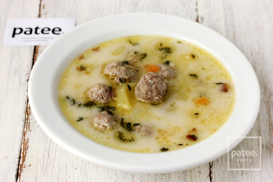 Сырный суп с фрикадельками и тимьяном - Шаг 12