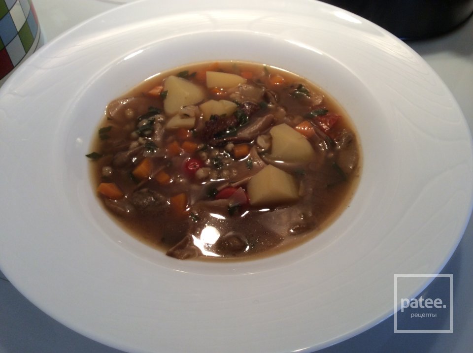 Суп из сушёных белых грибов с перловкой. - Шаг 12