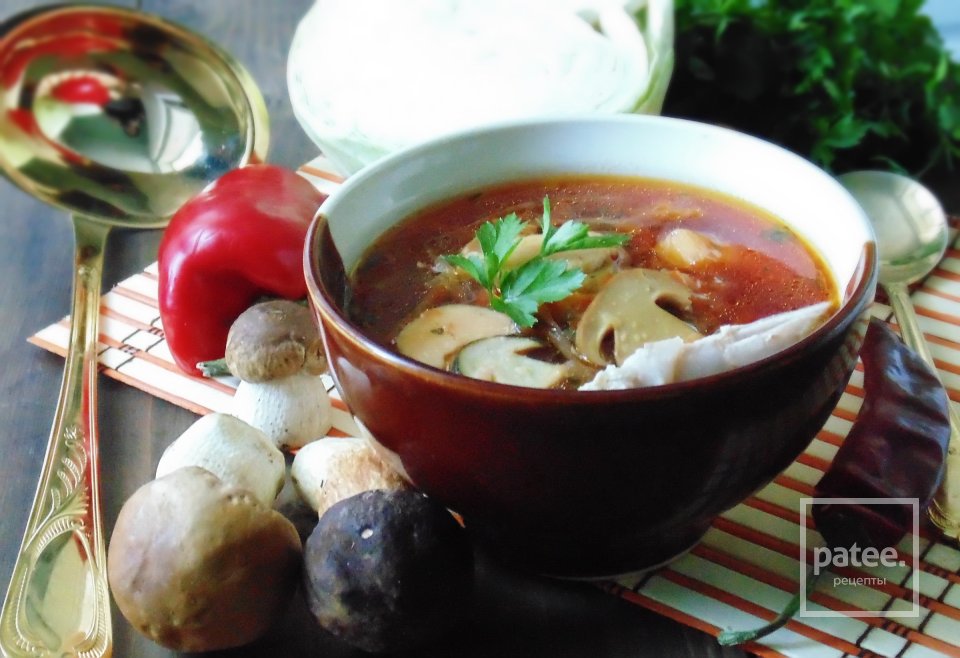 Борщ с индейкой и белыми грибами - Шаг 19