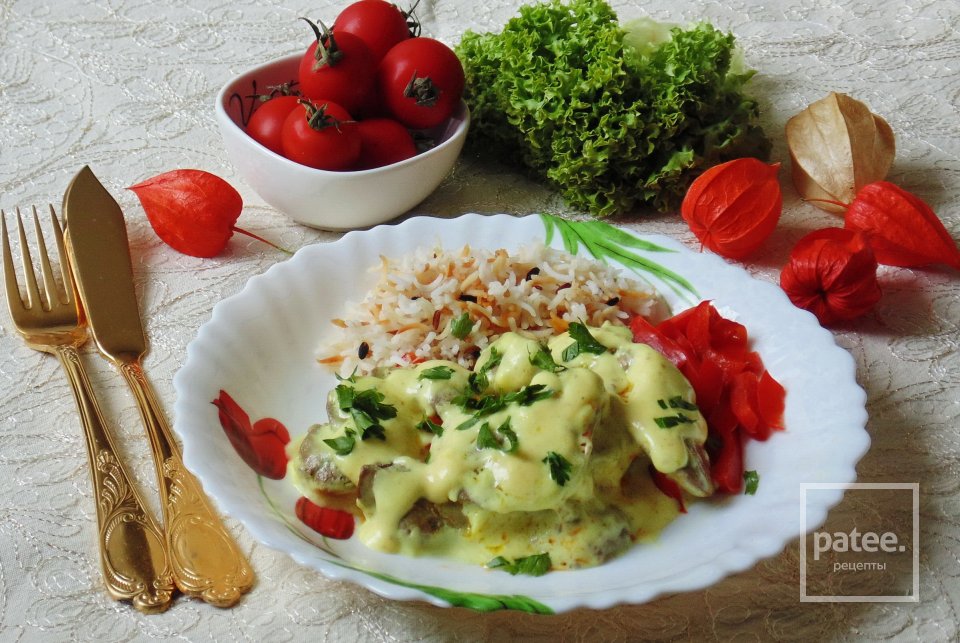 Куриная печень в сырном соусе с болгарским перцем - Шаг 17