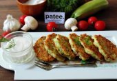 Кабачковые оладьи с ветчиной и грибами