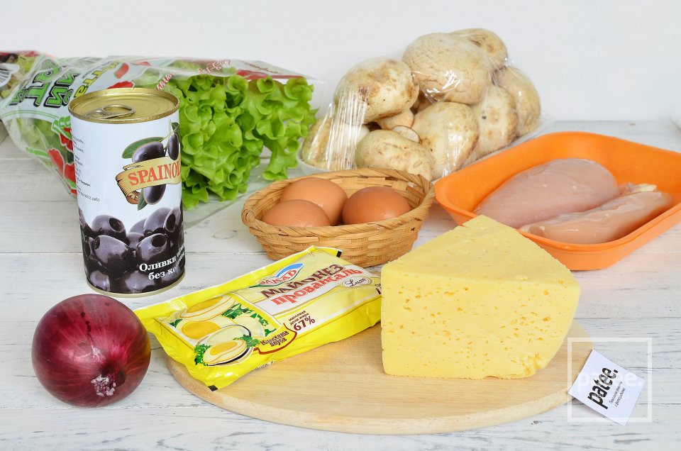 Сырные корзинки с курицей и грибами - Шаг 1