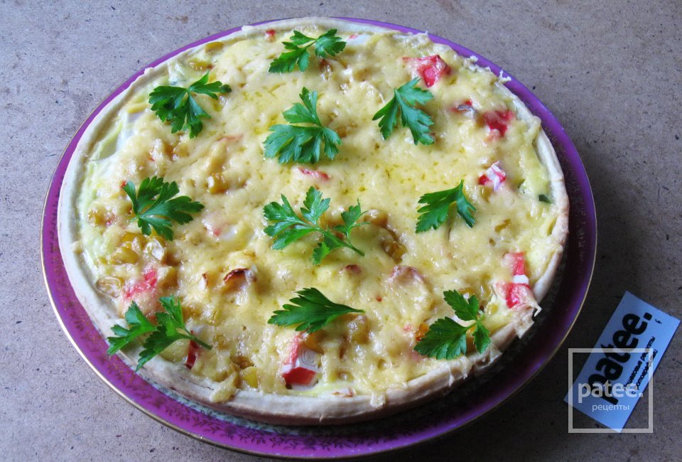 Киш из крабовых палочек и кукурузы - Шаг 14