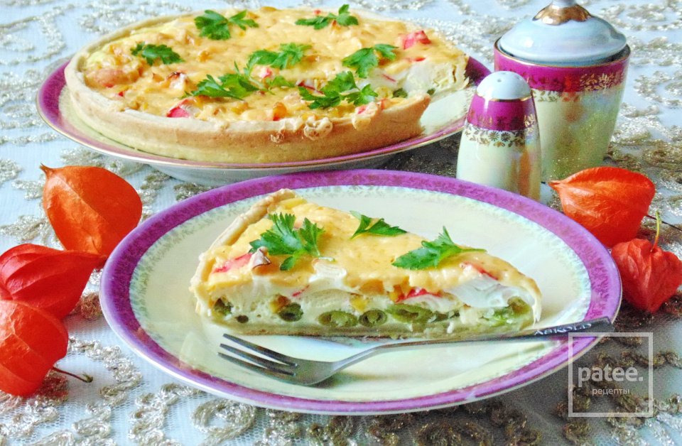 Киш из крабовых палочек и кукурузы - Шаг 15