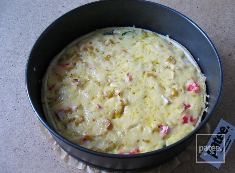 Киш из крабовых палочек и кукурузы - Шаг 13