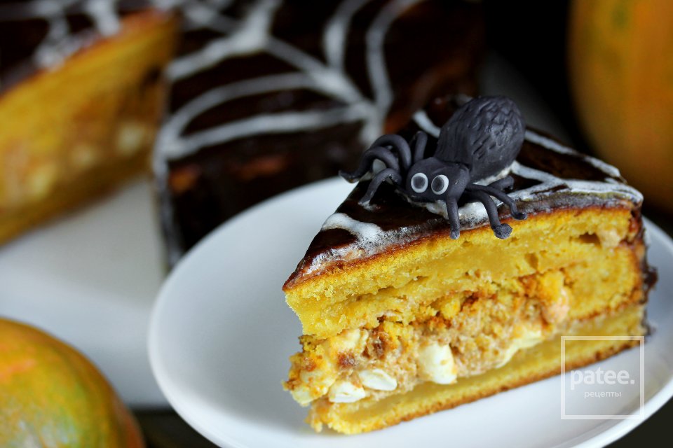 Тыквенный торт Паутинка на Хэллоуин - Шаг 27