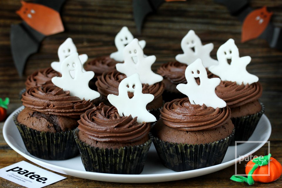 Шоколадно-кофейные кексы с кремом на Хэллоуин - Шаг 18