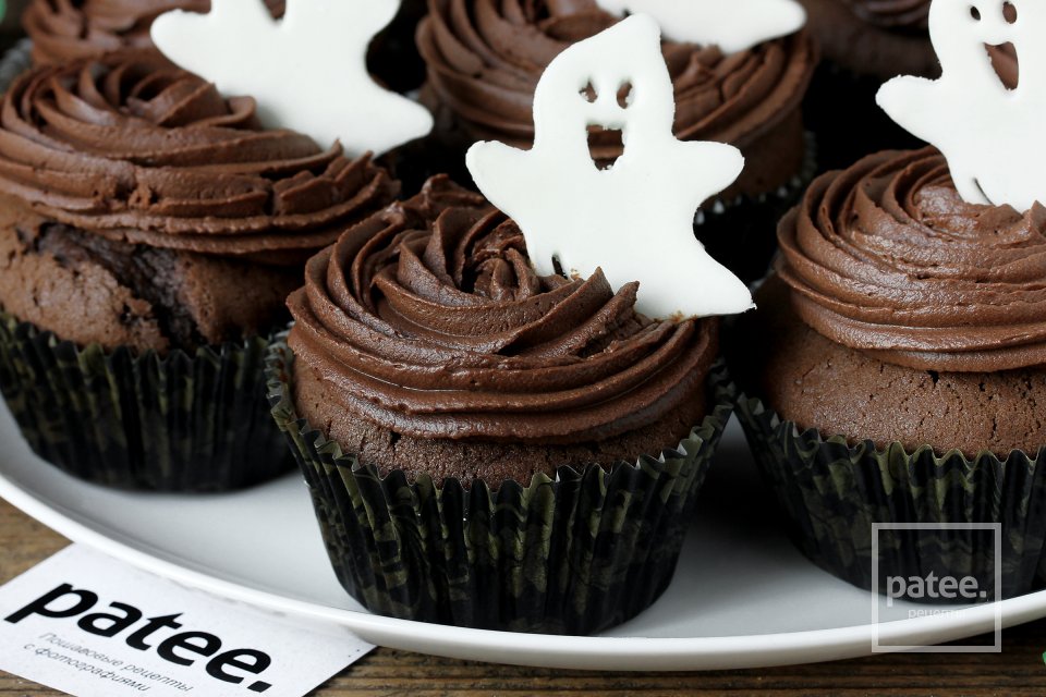 Шоколадно-кофейные кексы с кремом на Хэллоуин - Шаг 19