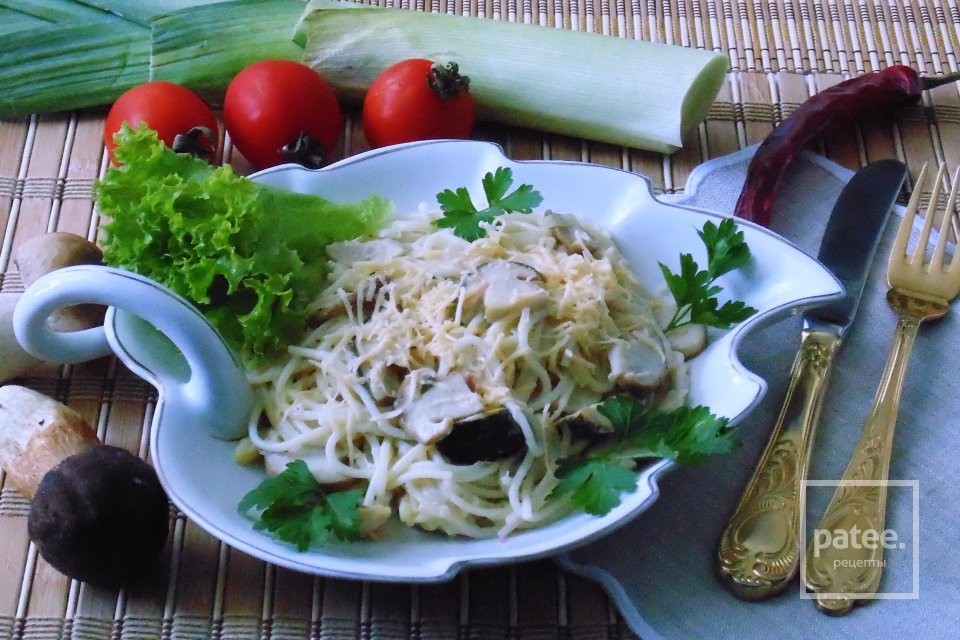 Паста с белыми грибами  в сливочном соусе - Шаг 13