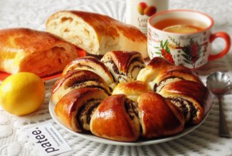 Рогалик с яблоками и пирог с маком