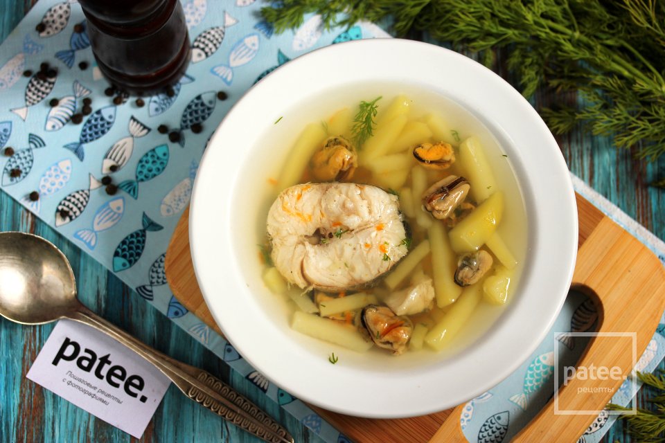 Рыбный суп из хека с мидиями - Шаг 12