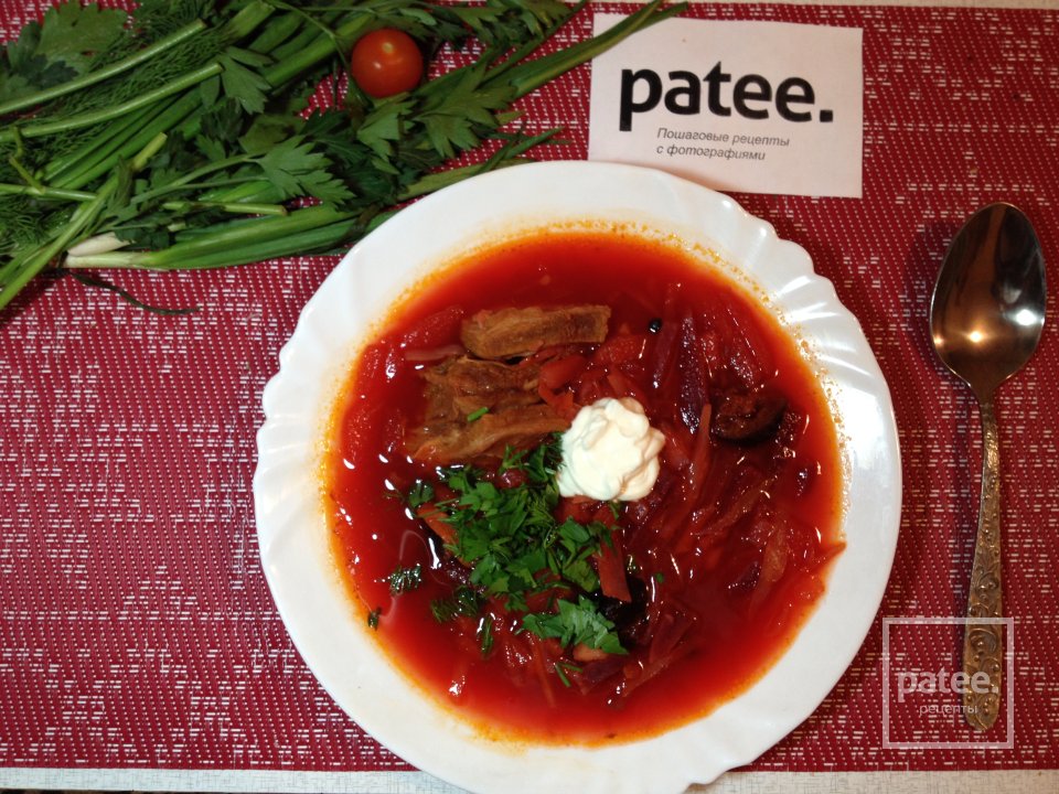 Борщ украинский с черносливом и яблоками - Шаг 13