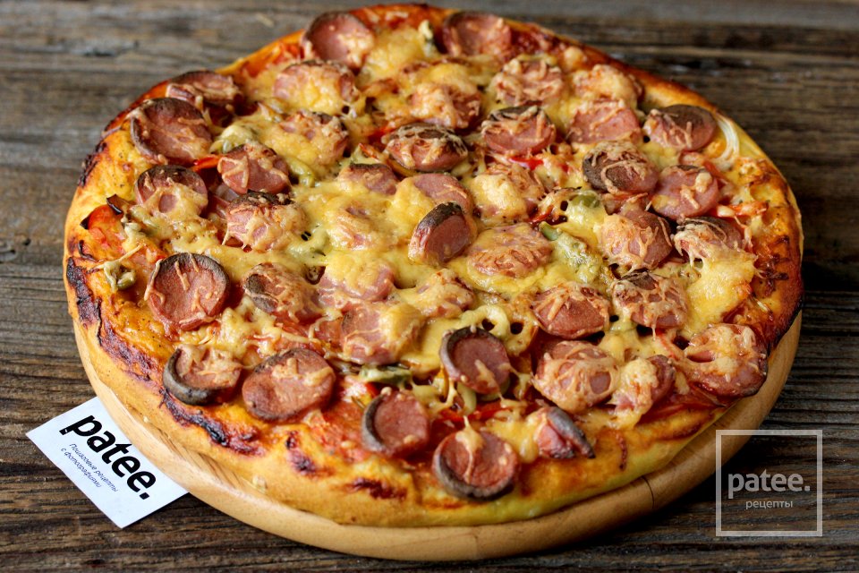 Пицца с сосисками и оливками - Шаг 11