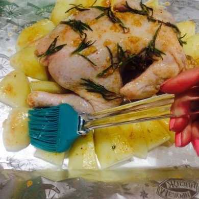 Курочка с картофелем и грибами - Шаг 5