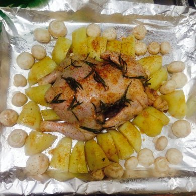 Курочка с картофелем и грибами - Шаг 6