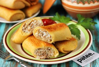 Блинчики с вареной говядиной и рисом