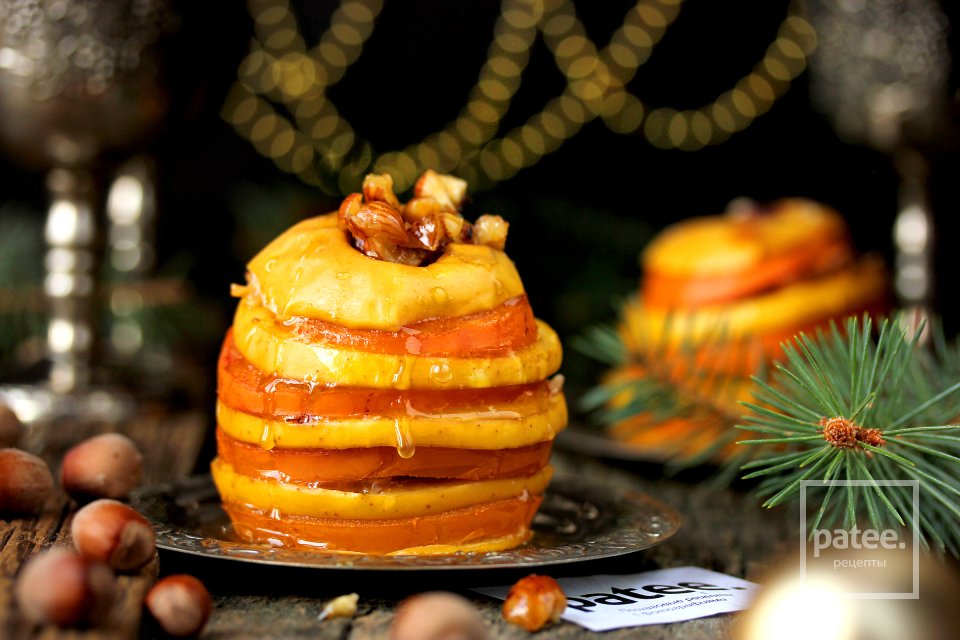 Десерт из яблок и хурмы, запечённых с мёдом и орехами - Шаг 11
