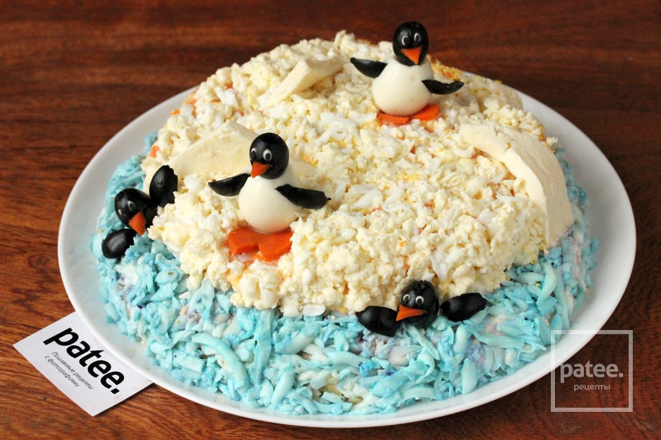 Новогодний салат Пингвины на льдине - Шаг 20
