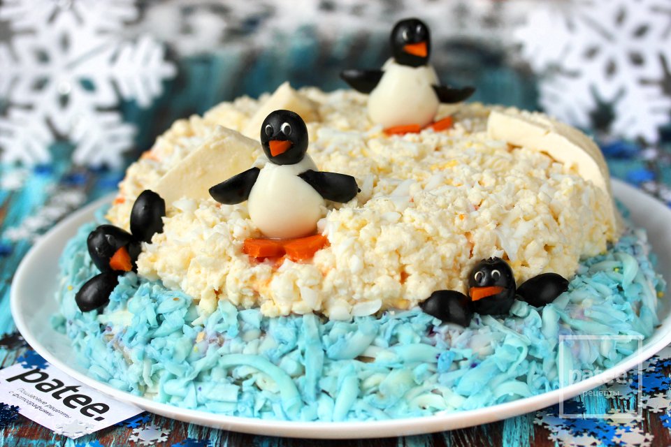 Новогодний салат Пингвины на льдине - Шаг 21