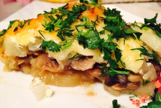 Картофель,запеченный с грибами.