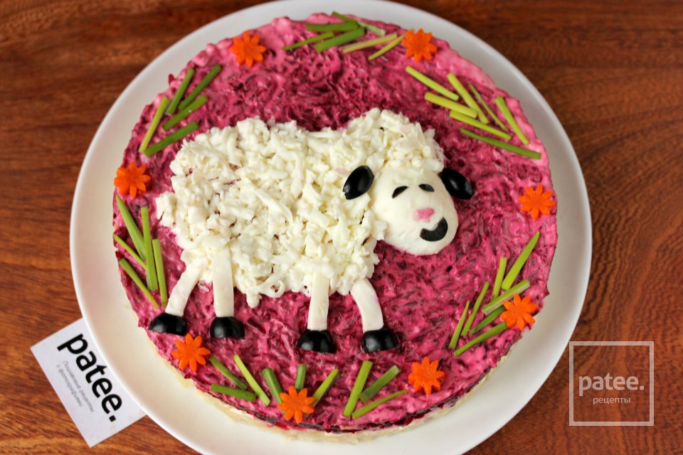 Новогодний салат Овечка - Шаг 15