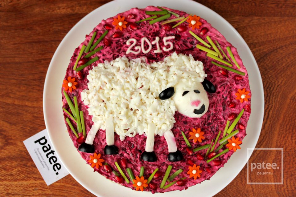 Новогодний салат Овечка - Шаг 16