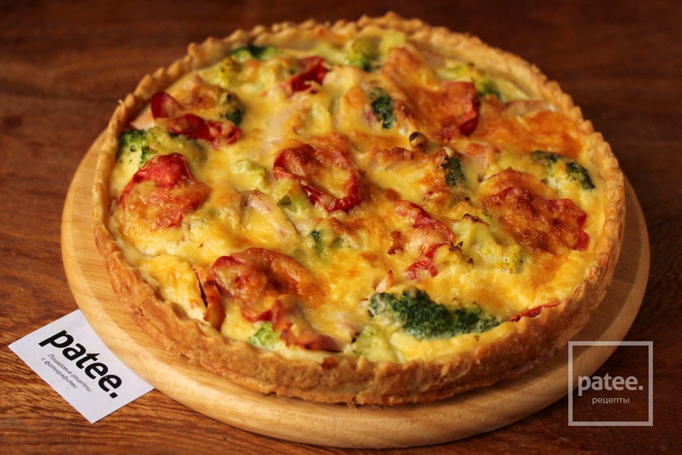 Киш с копчёной курицей и брокколи - Шаг 11