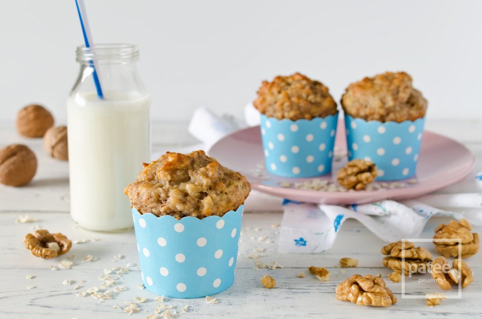 Банановые кексы с овсяными хлопьями и грецким орехом - Шаг 18