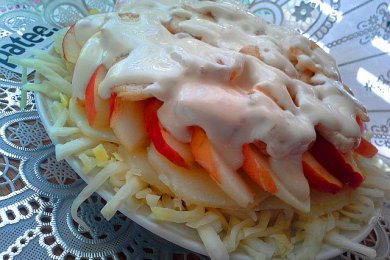 Салат из картофеля, яблок и бананов с имбирем - приготовление