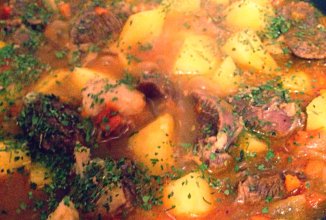 Баранина с овощами.