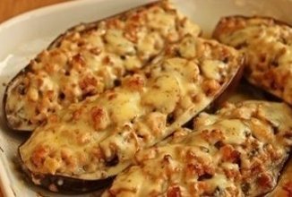Баклажаны, фаршированные грибами и фаршем