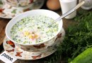Окрошка на сметане с колбасой