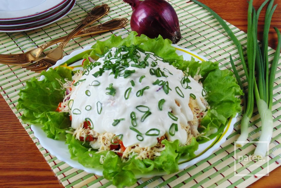 Салат из свинины с маринованным  луком и сыром - Шаг 16