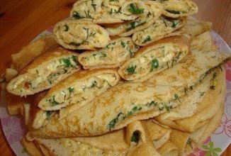Блинные конверты с сыром и зеленью