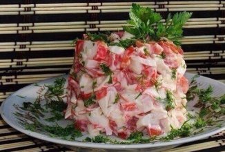 Салат из крабовых палочек с помидорами🍅🍛