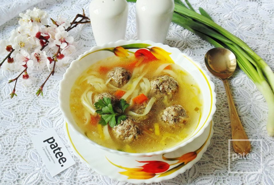 Суп с фрикадельками из сухих лесных грибов - Шаг 18