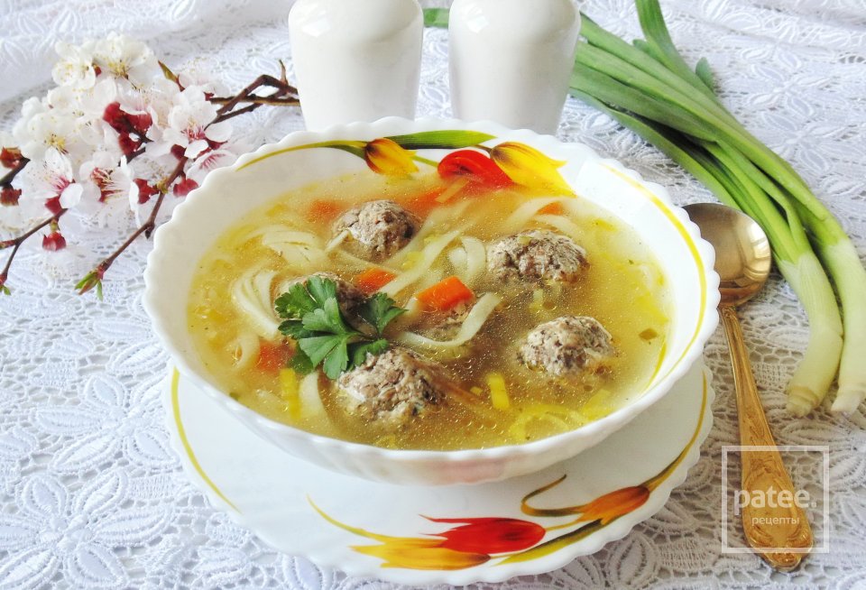 Суп с фрикадельками из сухих лесных грибов - Шаг 19