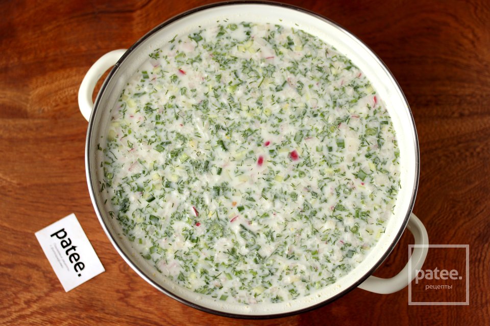 Окрошка с редисом на воде со сметаной - Шаг 17