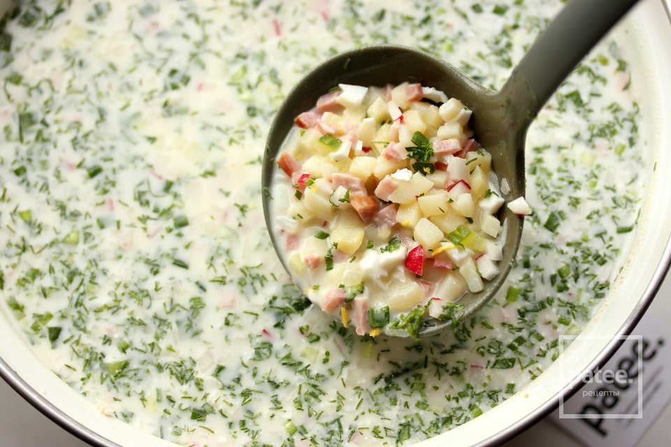 Окрошка с редисом на воде со сметаной - Шаг 18