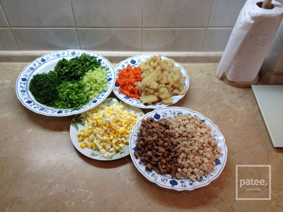 Окрошка с говяжьим языком и шпинатом! - Шаг 8