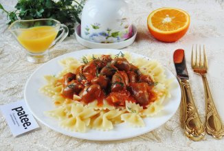 Куриные сердечки в  апельсиновом соусе