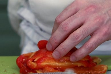 Дорада с муссом из печёных перцев - приготовление