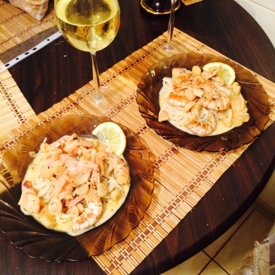 Спагетти с морепродуктами,тушенные в вине и сливках! - Шаг 5