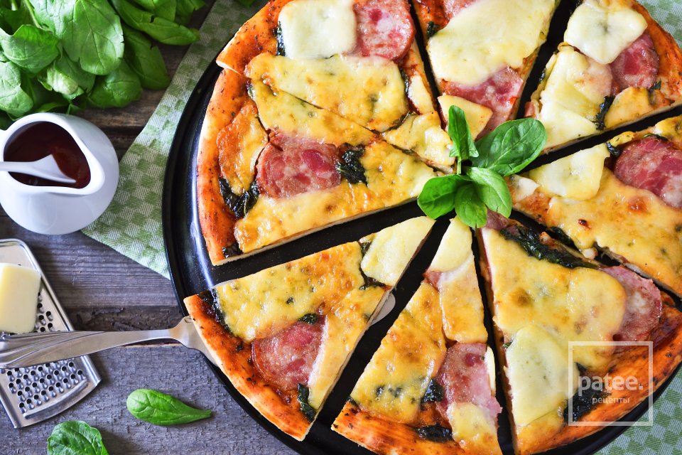 Пицца со шпинатом, ветчиной и моцареллой - Шаг 17