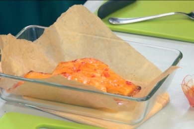  Лосось с печеным картофелем и сальсой из мандаринов - приготовление