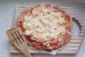 Пицца с креветками на бездрожжевом тесте