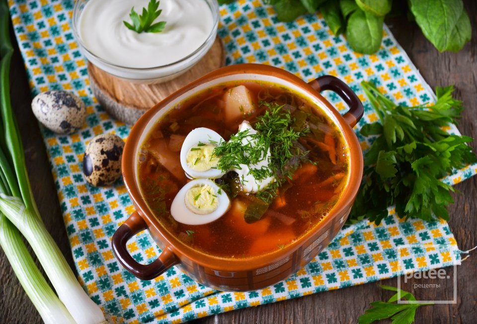 Украинский борщ со щавелем - Шаг 20