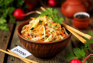 Овощной салат с крахмальной лапшой