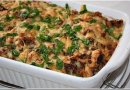 Картофельная запеканка с фаршем и грибами