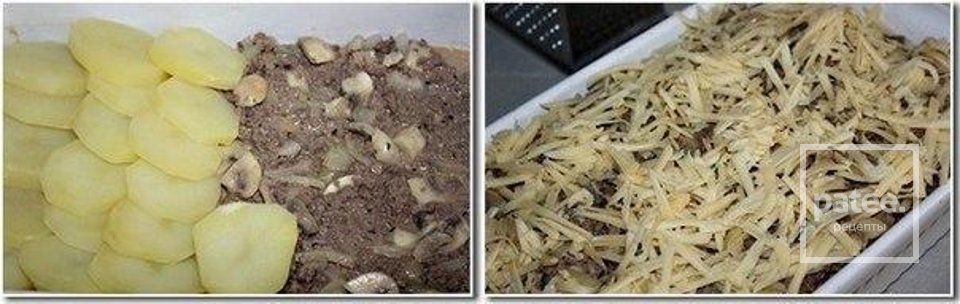 Картофельная запеканка с фаршем и грибами - Шаг 3